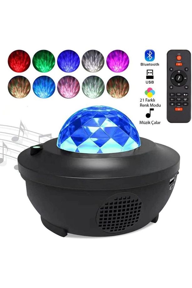 Led Yıldız Bluetooth Usb Projektör Okyanus Dalgası Gece Lambası - 1
