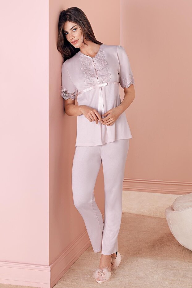 Women's 733 Combed Cotton 3-Piece Maternity Pajama Set