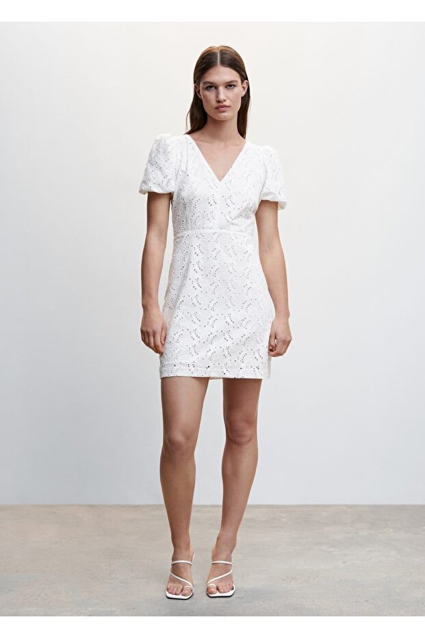 Pamuklu Sırtı Çapraz Elbise - 2