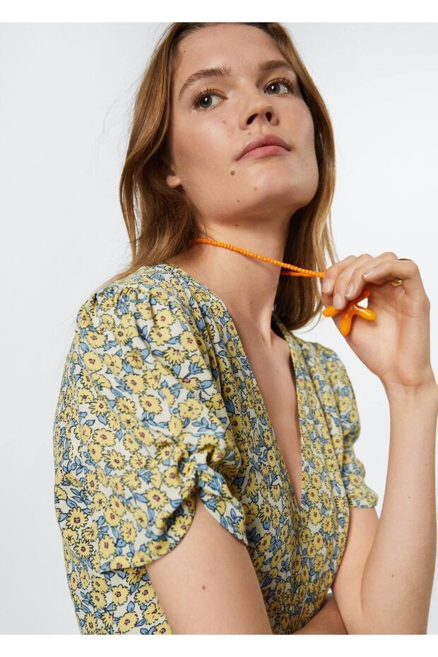 Desenli Akışkan Kumaş Tulum - 5