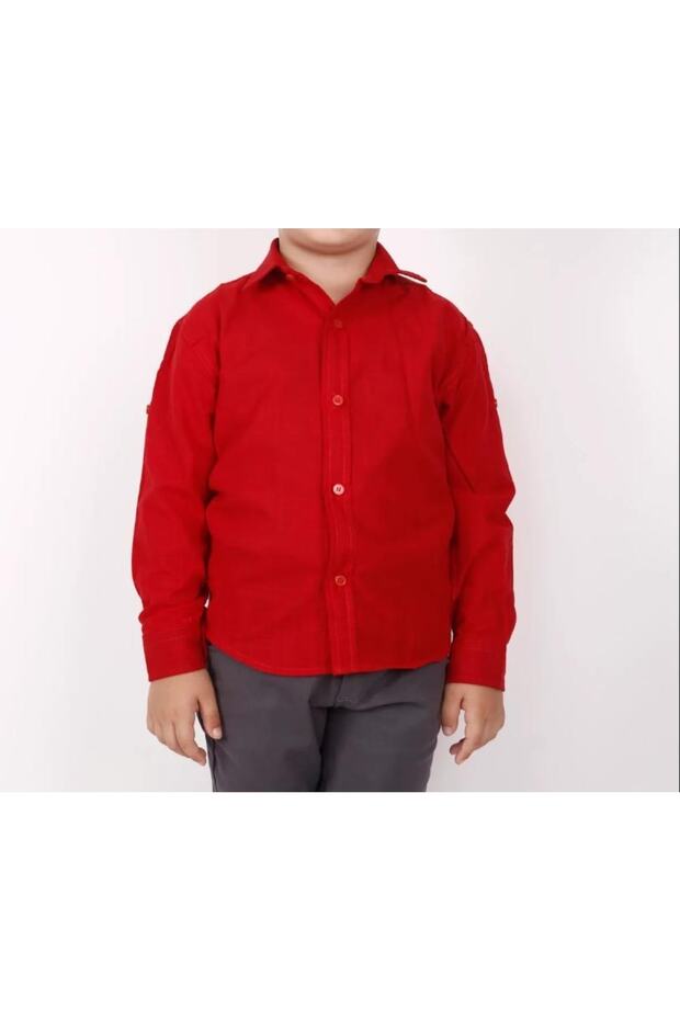Girls' 23 April 29 October Demonstration Long Fold Sleeve Linen School Shirt