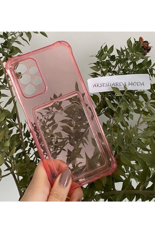 Samsung A23 Compatible Colorful Transparent Case with Card Compartment