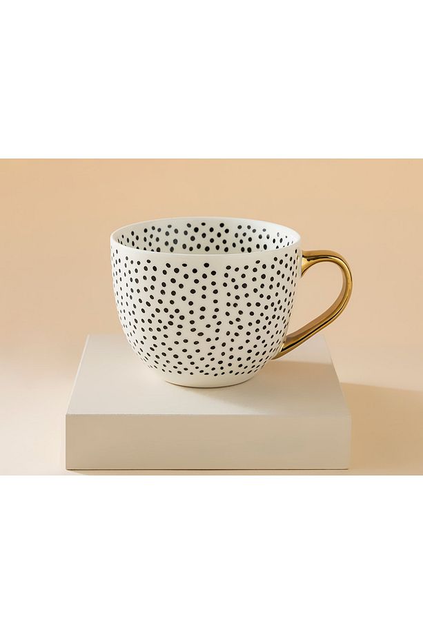 STD Chic Dots New Bone China Kupa 450 Ml Siyah Klasik - 2