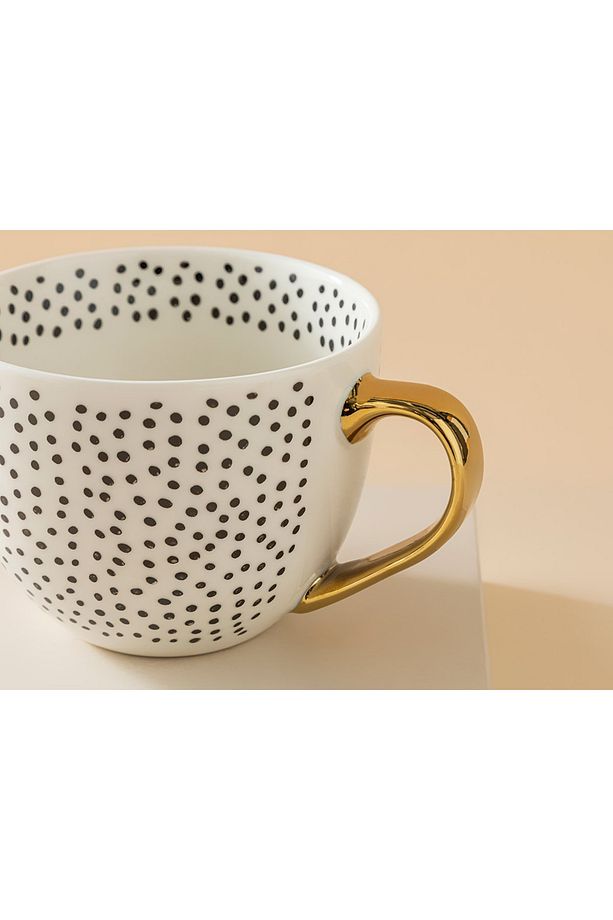 STD Chic Dots New Bone China Kupa 450 Ml Siyah Klasik - 3