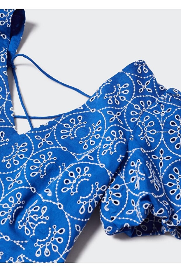 Işlemeli Sırtı Açık Elbise - 6