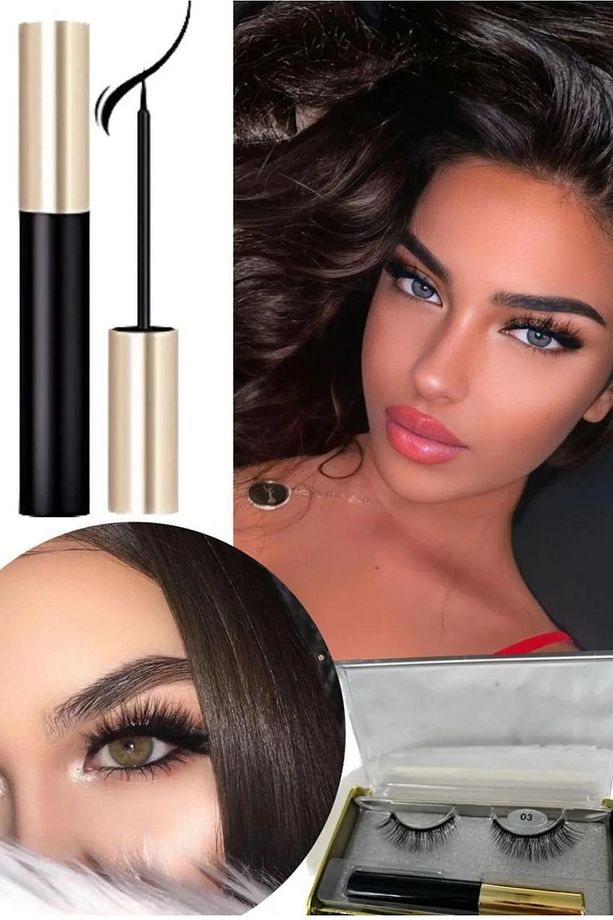 Manyetik Mıknatıslı Doğal Ipek Takma Kirpik Eyeliner Hediyeli Yüksek Süreli Kullanım Yoğun - 3