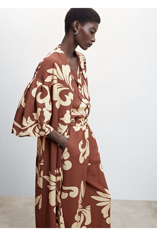 Desenli Dökümlü Kaftan - 1