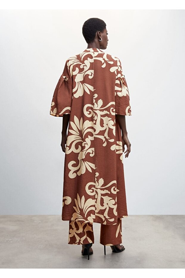 Desenli Dökümlü Kaftan - 4
