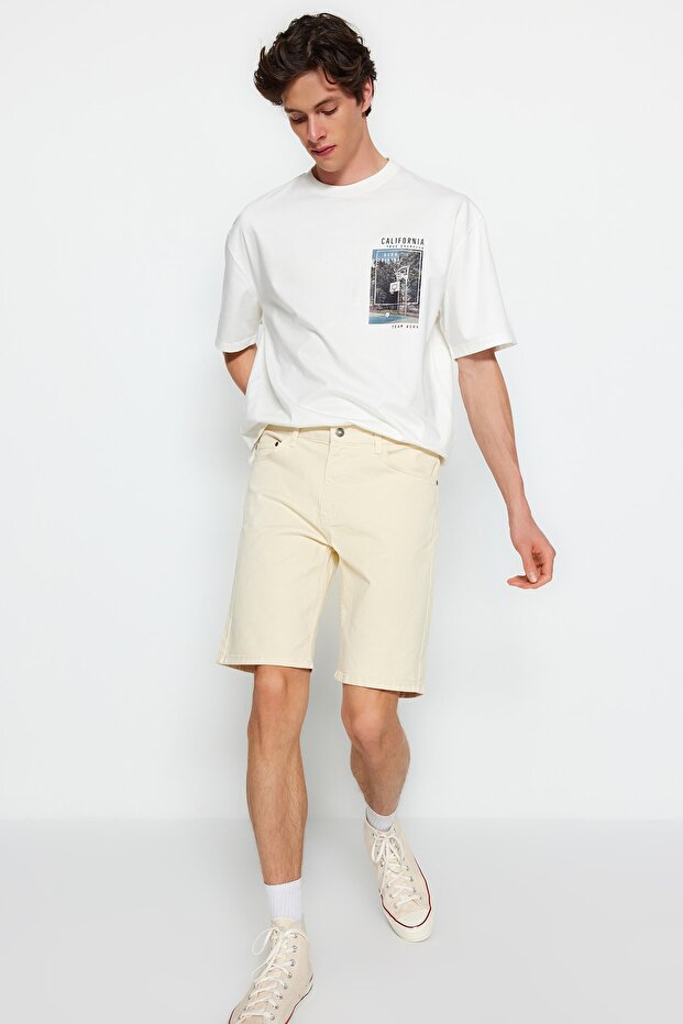 Bej Regular Fit Esnek Kumaş Denim Kot Şort & Bermuda TMNSS23SR00067 - 2