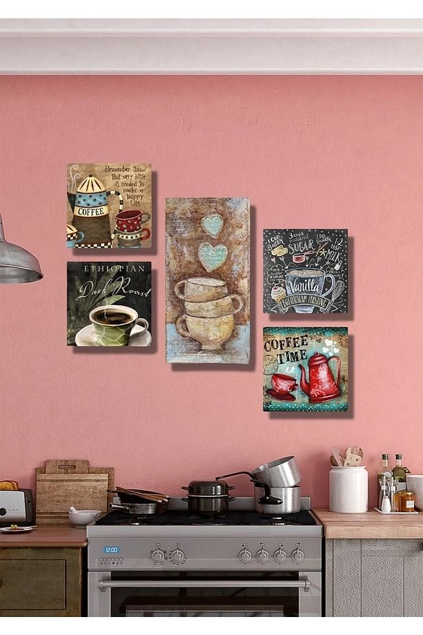 Collage Style 5 Parçalı MDF Tablo ATF107 - 5