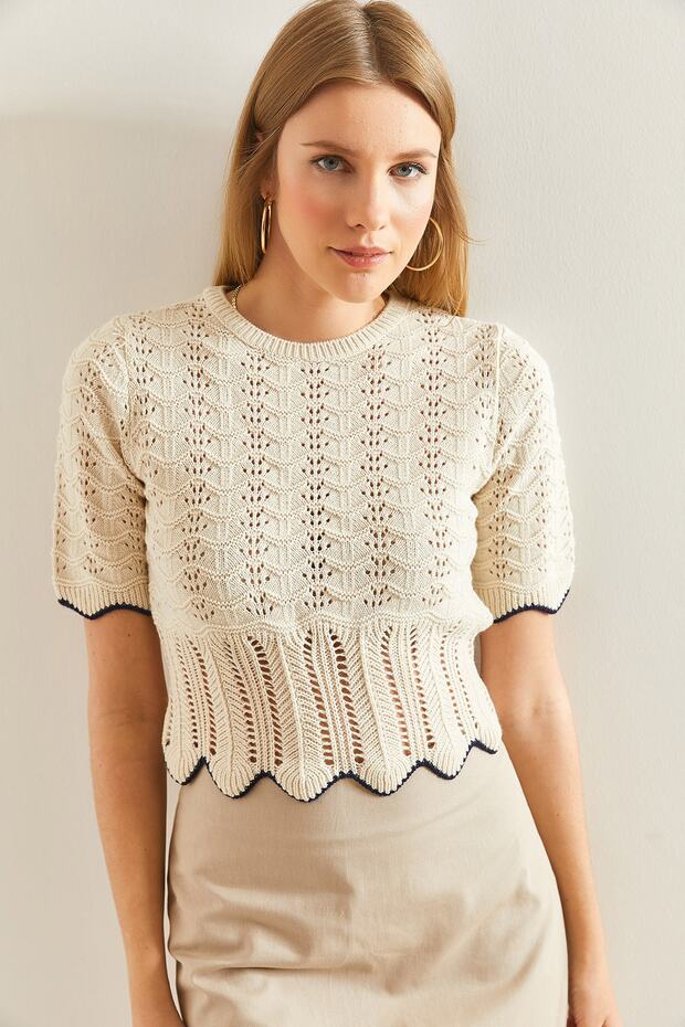 Kadın Desenli Triko Bluz - 6