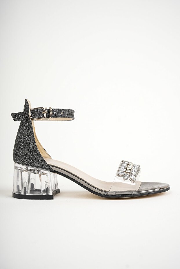 Very Stylish Very Comfortable Transparent Heel Stoned Girl's Sandals Shoes
