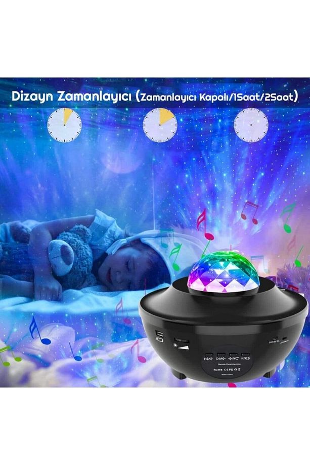 Led Yıldız Bluetooth Usb Projektör Okyanus Dalgası Gece Lambası - 3