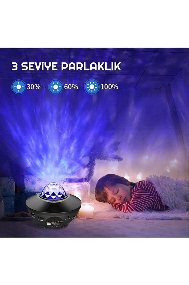Led Yıldız Bluetooth Usb Projektör Okyanus Dalgası Gece Lambası - 4