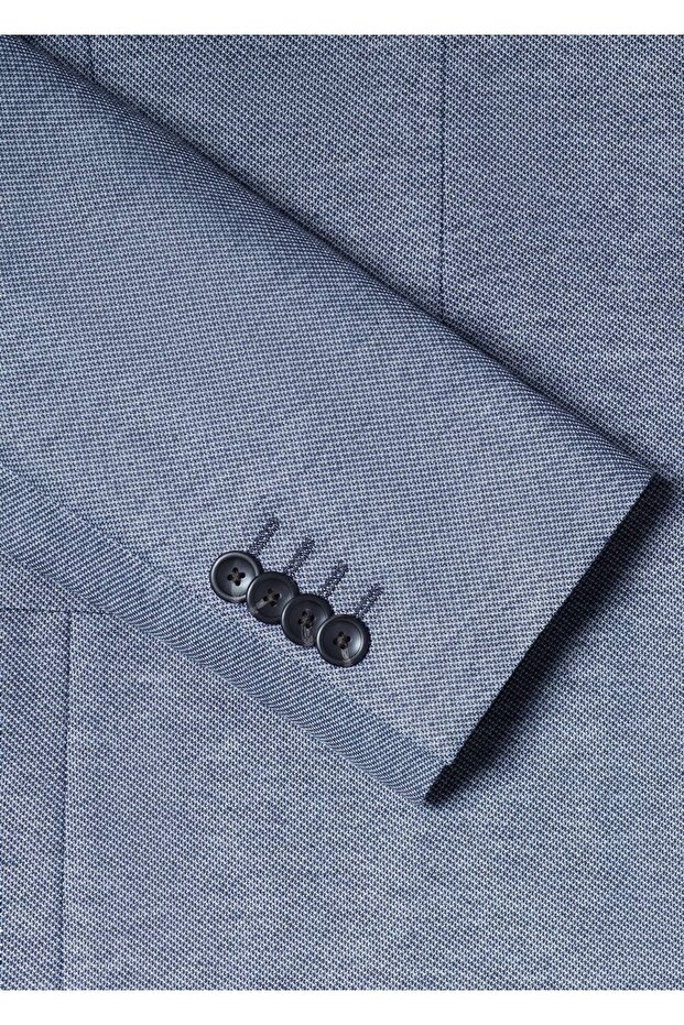 Dar Kesimli Mini Dokuma Blazer Ceket - 5