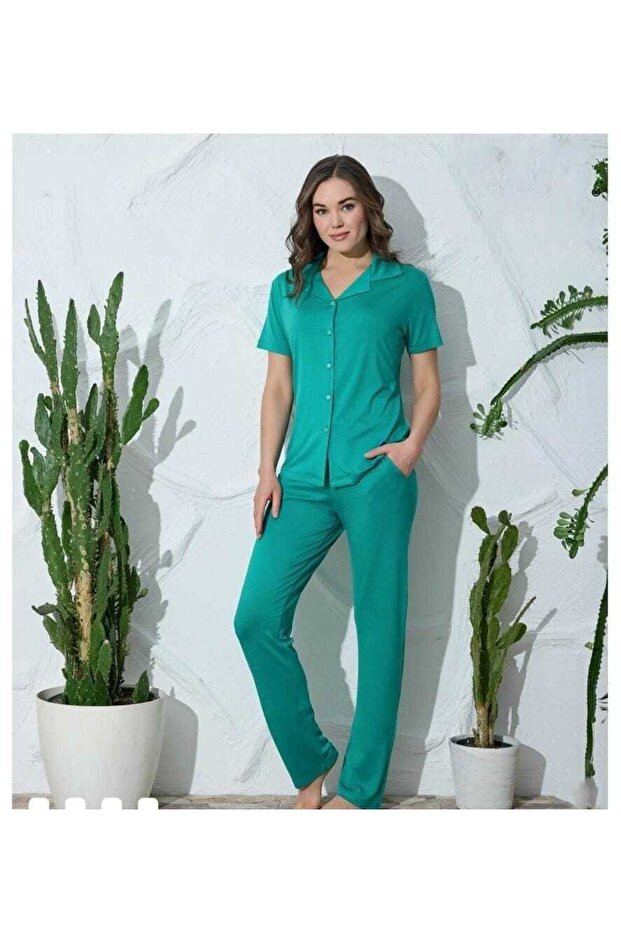 Buttoned High Quality Pajama Set - 1