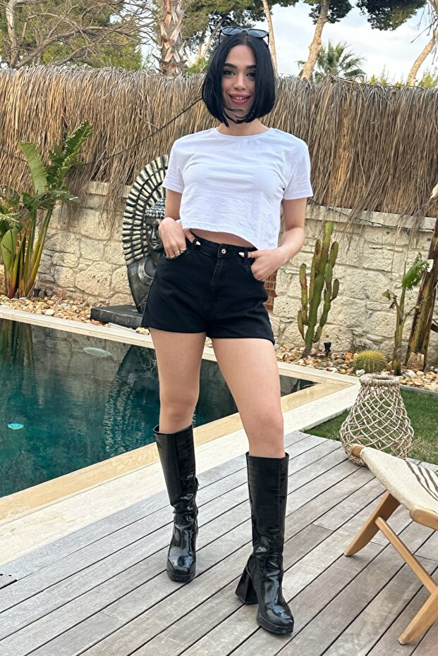 Βαμβακερό μπλουζάκι Basic Oversize Cut Crop - 5