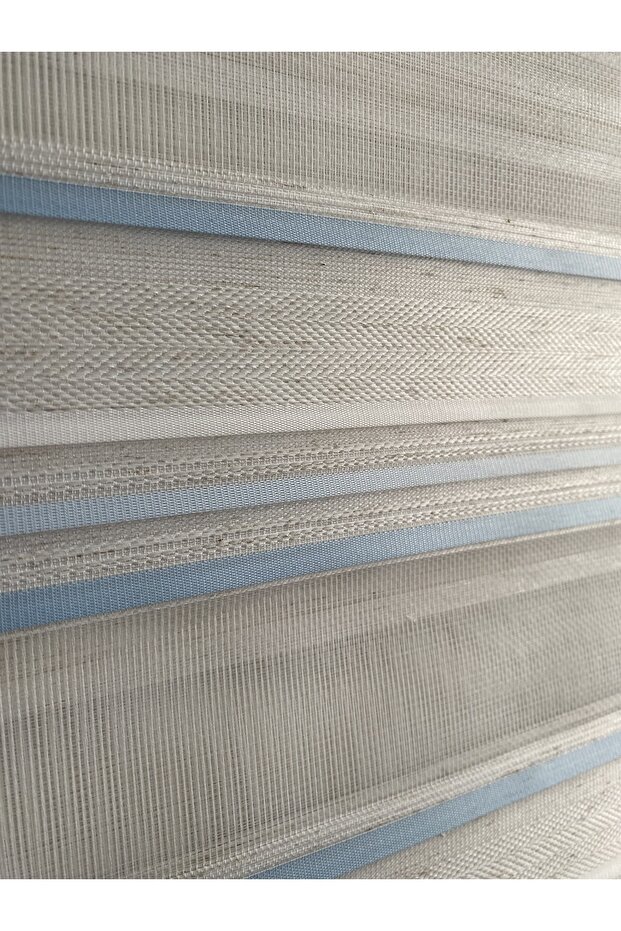 Mavi Pliseli Keten Efektli Lüks Zebra Perde - 1