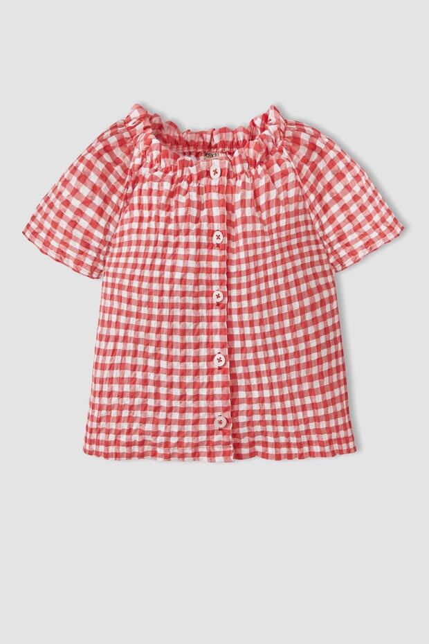 Baby Girl Gingham Short Sleeve Shirt