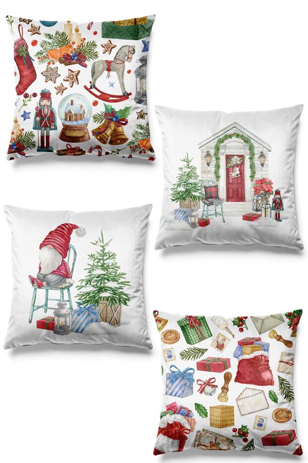 Double Sided Printed Tin Soldier Patterned 4-Piece Suede Throw Pillow Case for New Year's Eve Christmas
