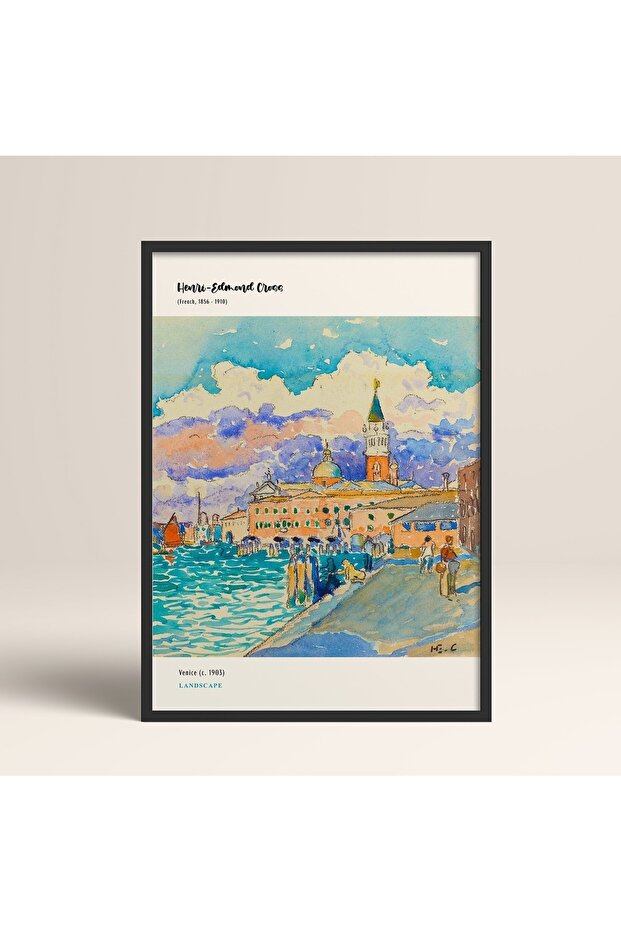 Framed Modern Henri-Edmond Cross 30X40Cm 40X60Cm 50X70Cm Black White Wood Mdn006