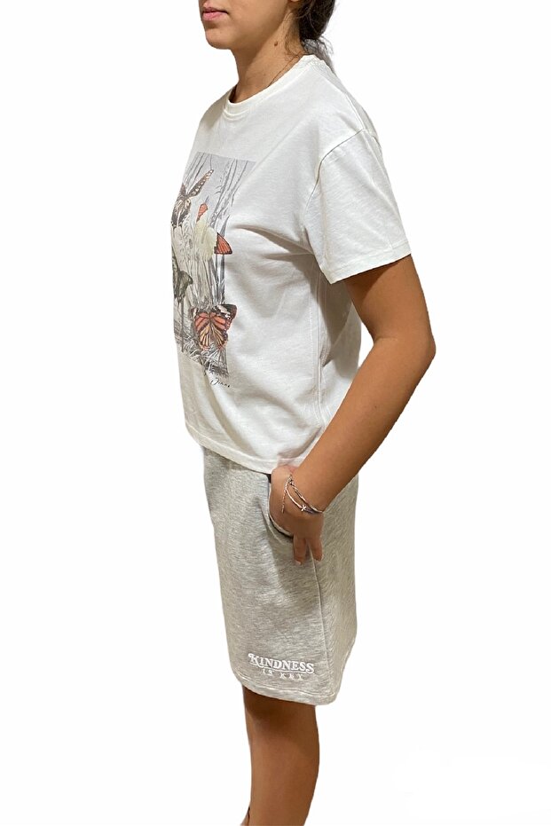 Unisex Cepli Gri Dokuma Şort - 3