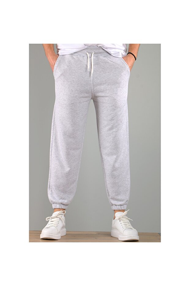 Lastikli Şardonsuz Üç Iplik Unisex Eşofman Altı - 3