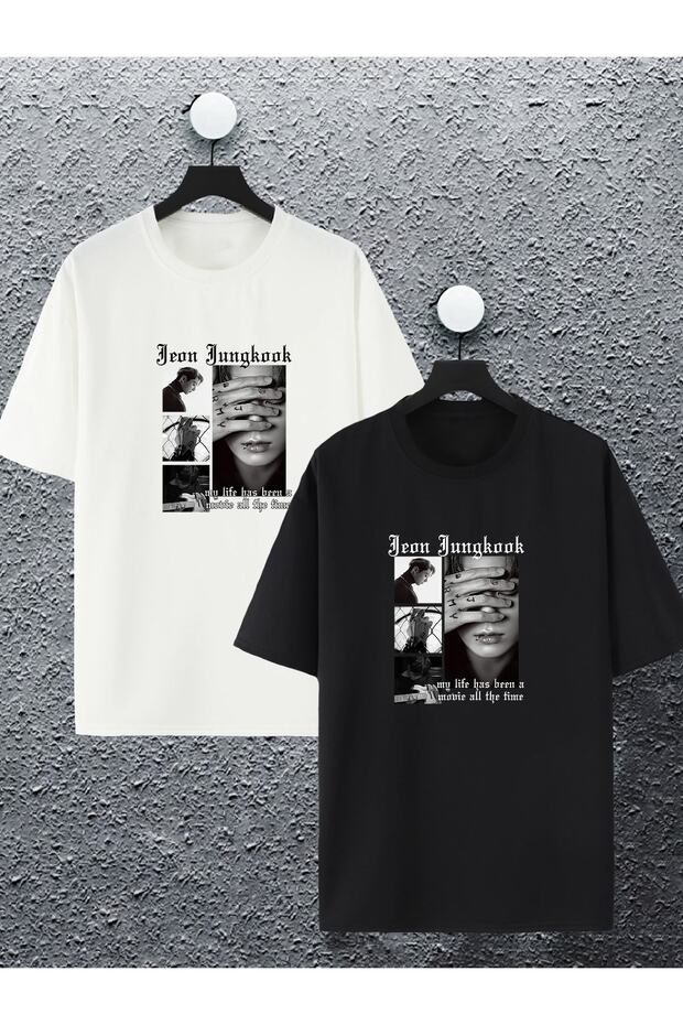 Unisex Women's and Men's Jeon Jungkook Printed Oversize T-Shirt 2-Piece Combination
