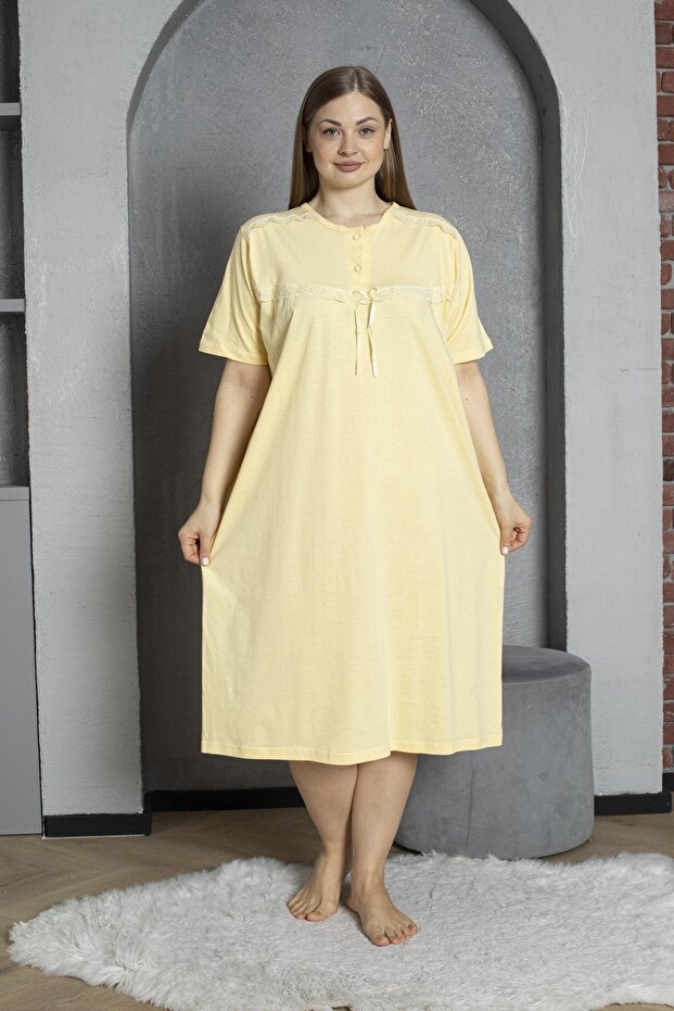 100% Cotton Combed Cotton Short Sleeve Plus Size Mother's Nightgown 520