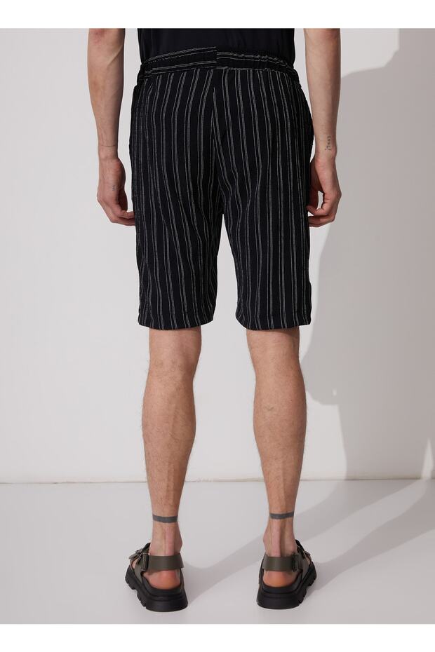 Düşük Bel Basic Siyah Erkek Bermuda Şort Soles - 5