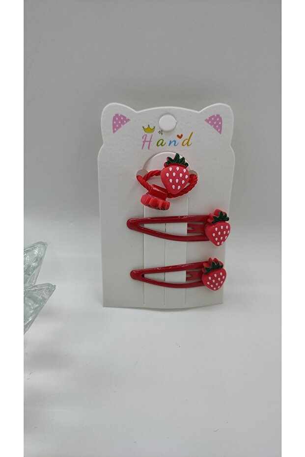 Fruit Patterned Snap Buckle and Rubber Set - 1