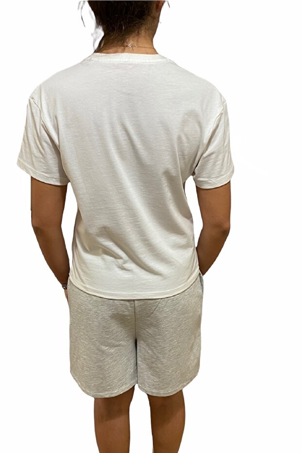 Unisex Cepli Gri Dokuma Şort - 4