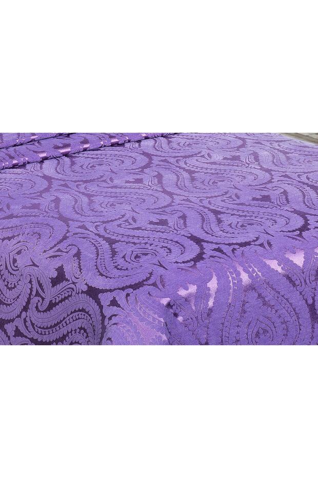Tulip Polyester Pamuk Şönil Mürdüm Yatak Örtüsü Çift Kişl. 3 Parça-1447 - 4