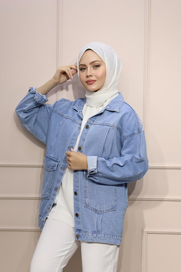 Pileli Oversize Kot Ceket - 2