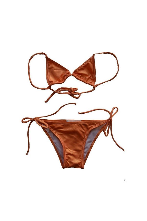 Parlak Kumaş Üçgen Kız Çocuk Bikini - 1
