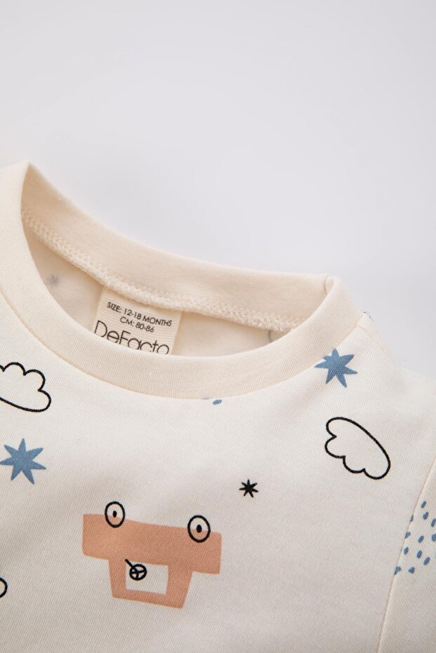 Erkek Bebek Pijama Takımı Desenli Ribana Organik Pamuk Kısa Kollu Üst Şort Z4292A223SP - 2