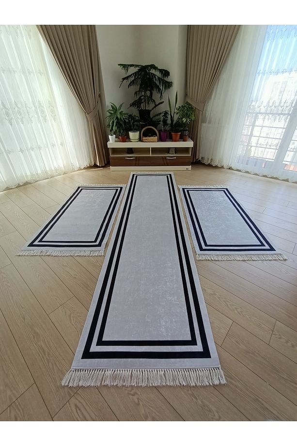 Yatak Odası Seti Yıkanabilir 3 Lü Yatak Odası Yolluk Takımı 2 Adet 80x150 1 Adet 80x300 Cm Halı Set - 1