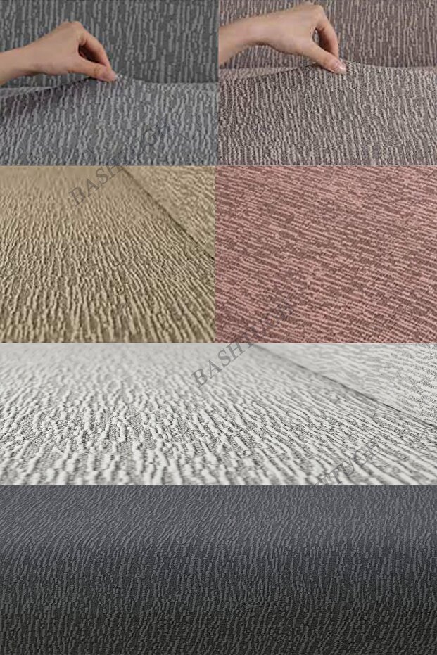 Sandalye Örtüsü Streçli Lastikli Çubuk Desen Jakarli Kumaş Esnek Salon Sandalye Kılıfı Tek Adet. - 6