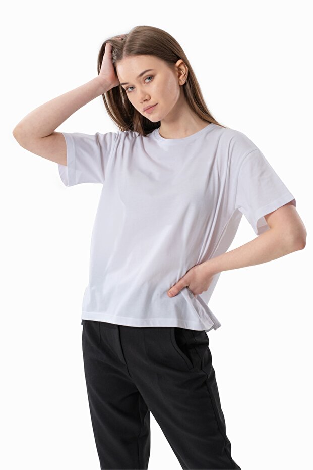 Pamuklu Oversize Basic T-shirt - 1