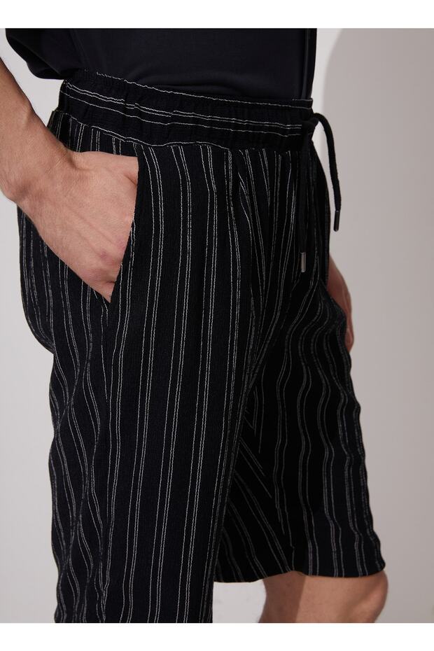 Düşük Bel Basic Siyah Erkek Bermuda Şort Soles - 4