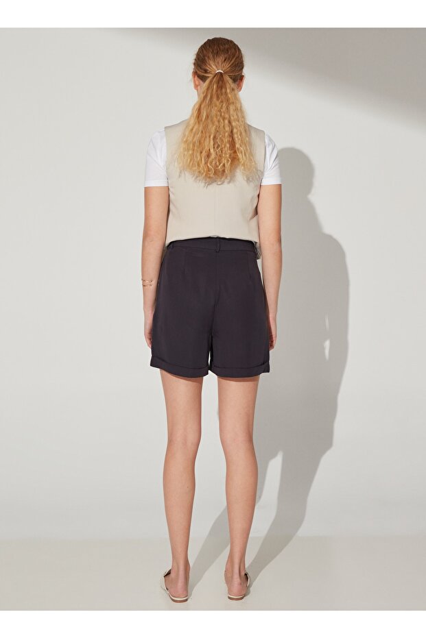 Normal Bel Basic Lacivert Kadın Şort Ember - 5