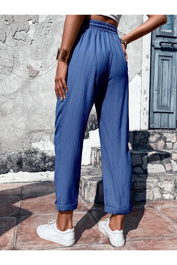Mavi Duble Paça Detaylı Kadın Pantolon - 2