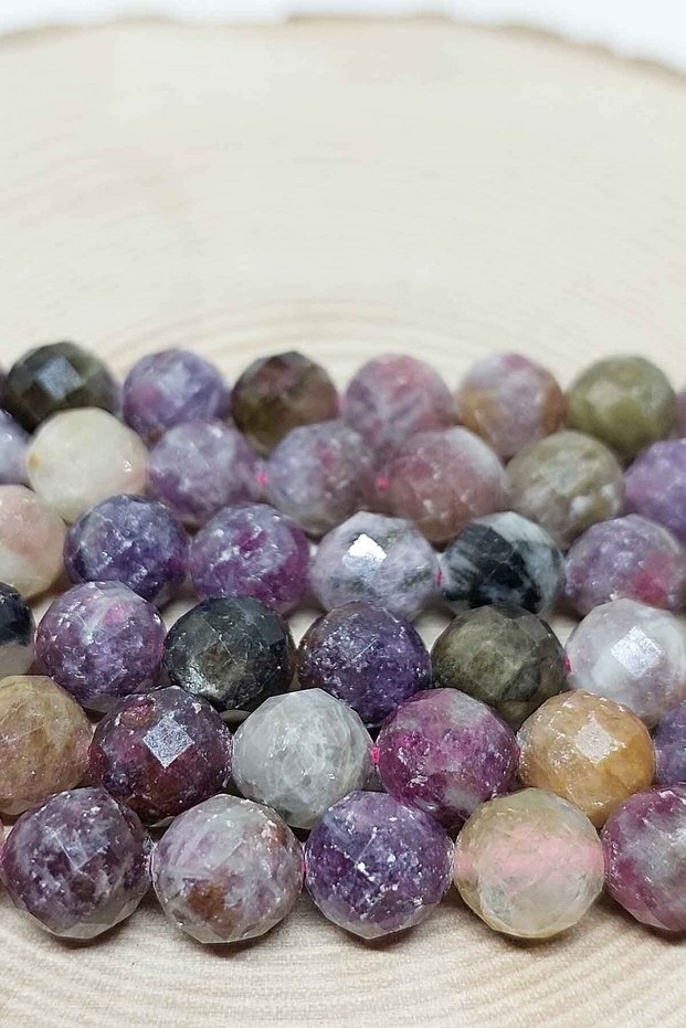 Bracelet Boy Tourmaline Stone Mixed Colors Faceted Cut Half Strand 8mm (18cm Long)