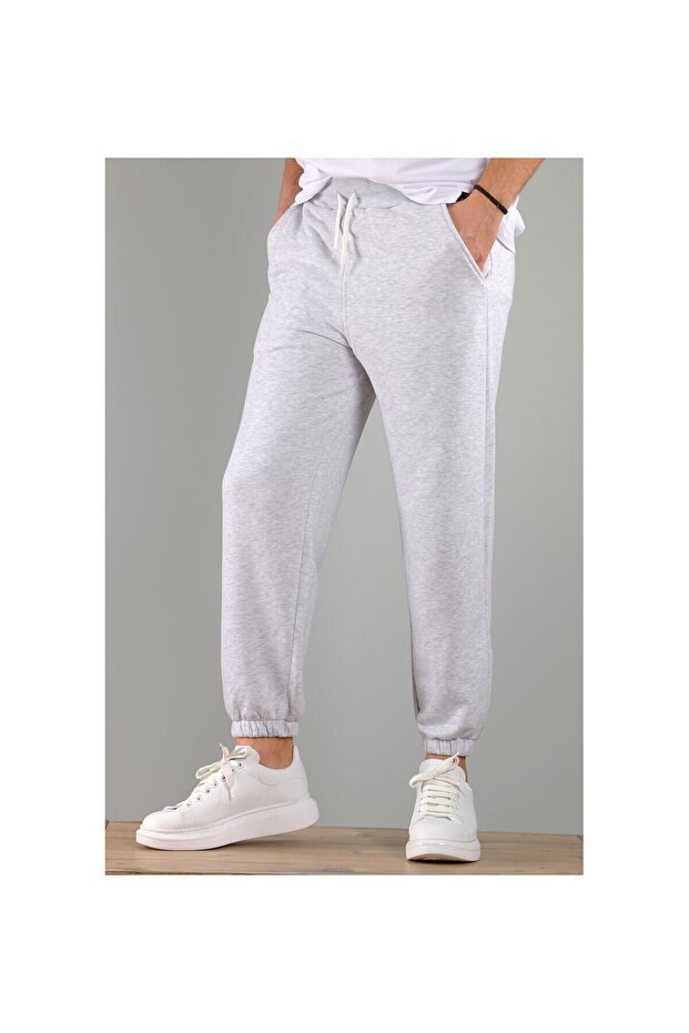 Lastikli Şardonsuz Üç Iplik Unisex Eşofman Altı - 1