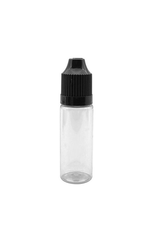 100 Adet - 20ml Şeffaf Plastik Likit Şişesi - Iğne Uclu Damlalıklı Pet Şişe, Siyah Kapaklı - 3