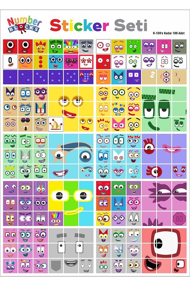 0-100 Number Block Matematik Eğitici Birim Küp Snapcubes Mega Paket Sticker 180 Adet - 1