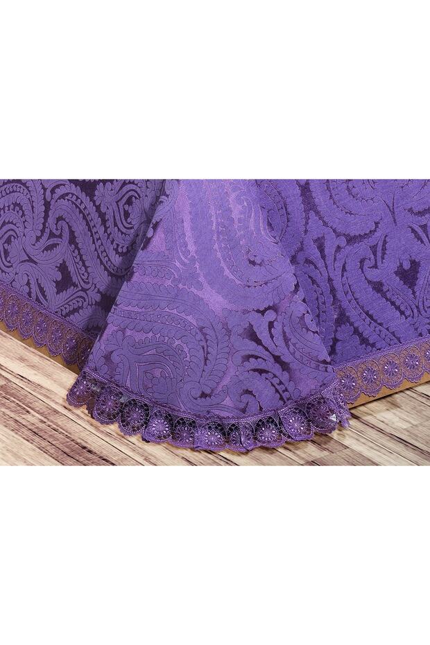 Tulip Polyester Pamuk Şönil Mürdüm Yatak Örtüsü Çift Kişl. 3 Parça-1447 - 5