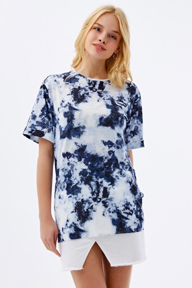 Women's Printed Slit Short Sleeve T-Shirt Y20s110-3124-2