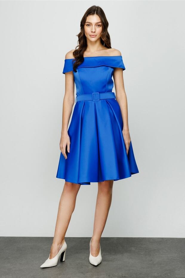 Kayık Yaka Elbise - 1