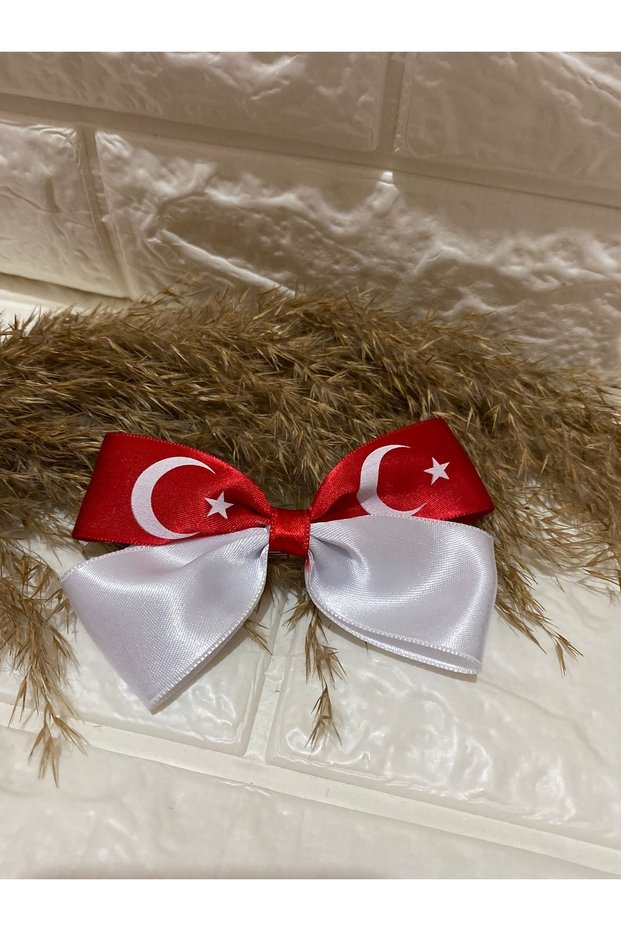 23 April Special Crescent and Star Turkish Flag Ribbon Bow Buckle 1 Piece - Children's Holiday Buckle - Clip